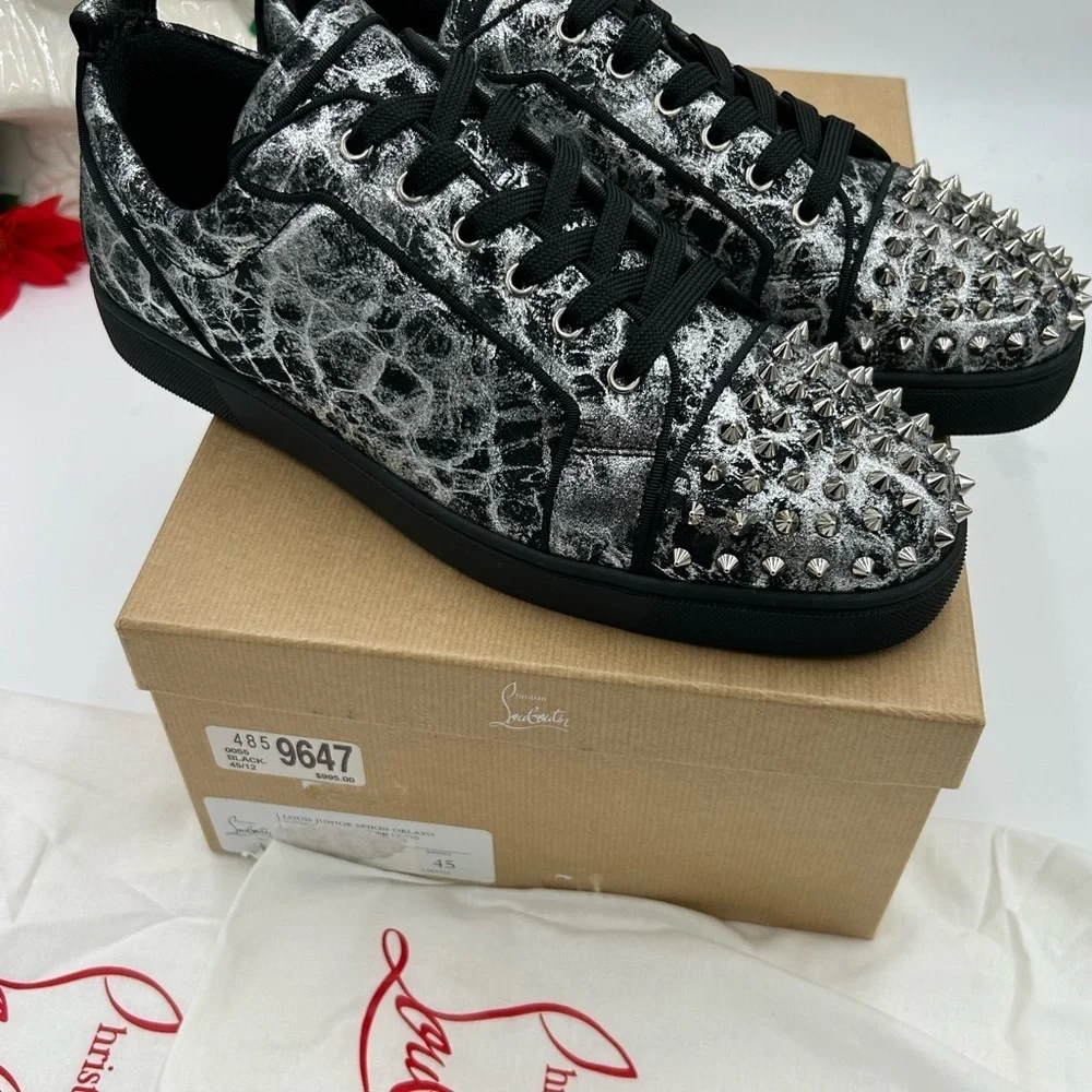 Men's Christian Louboutin, Louis Jr, orloto storm print Leather sneakers size 45